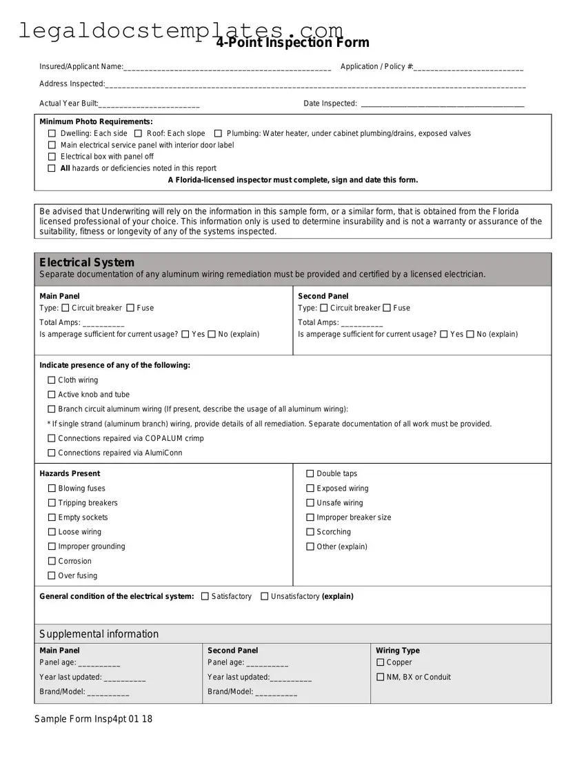 Fill Out Your 4 Point Inspection Template