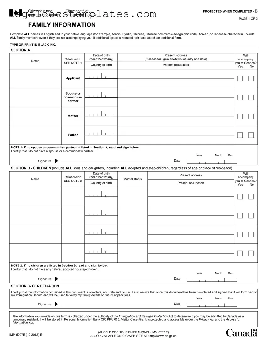 Fill Out Your Imm5707 Template