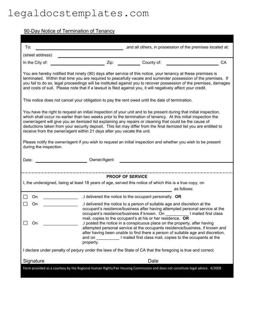 Fill Out Your 90 Day Notice To Move Out Template