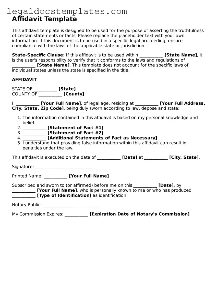 Printable Affidavit Template