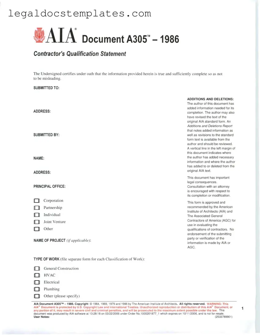 Fill Out Your AIA A305 Template