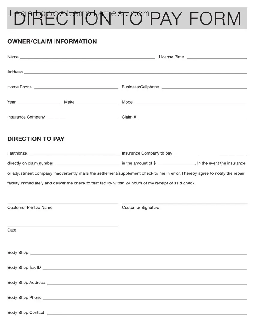 Fill Out Your Authorization And Direction Pay Template