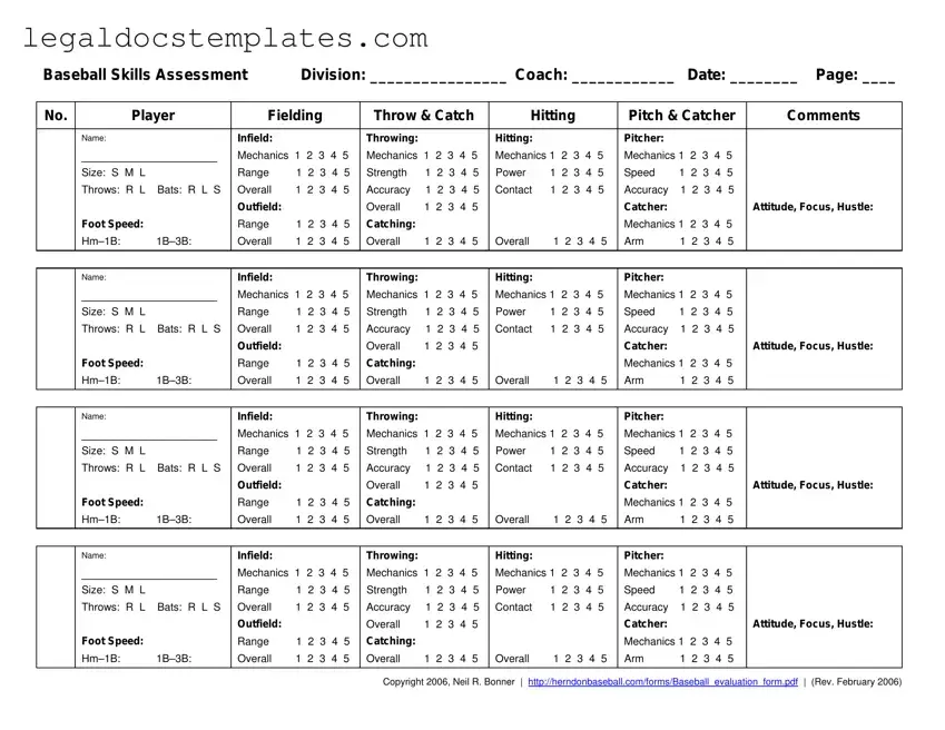 Fill Out Your Baseball Assessment Template