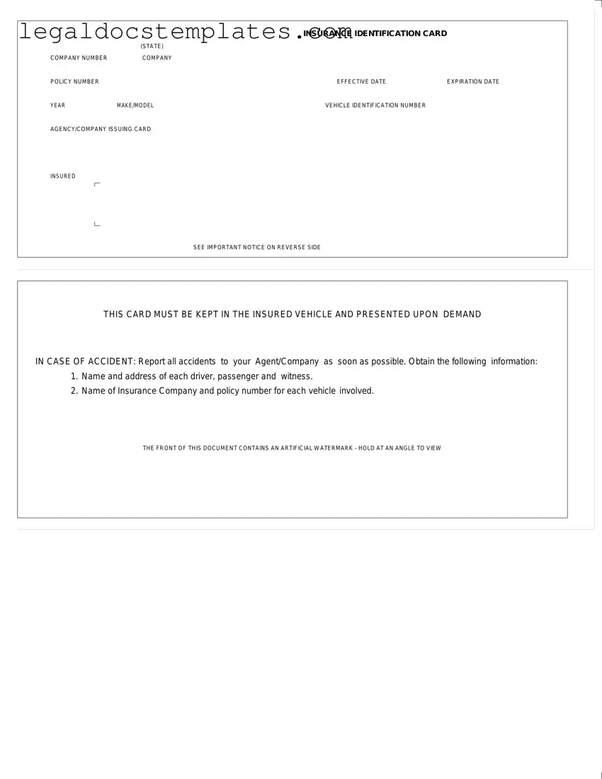 Fill Out Your Auto Insurance Card Template