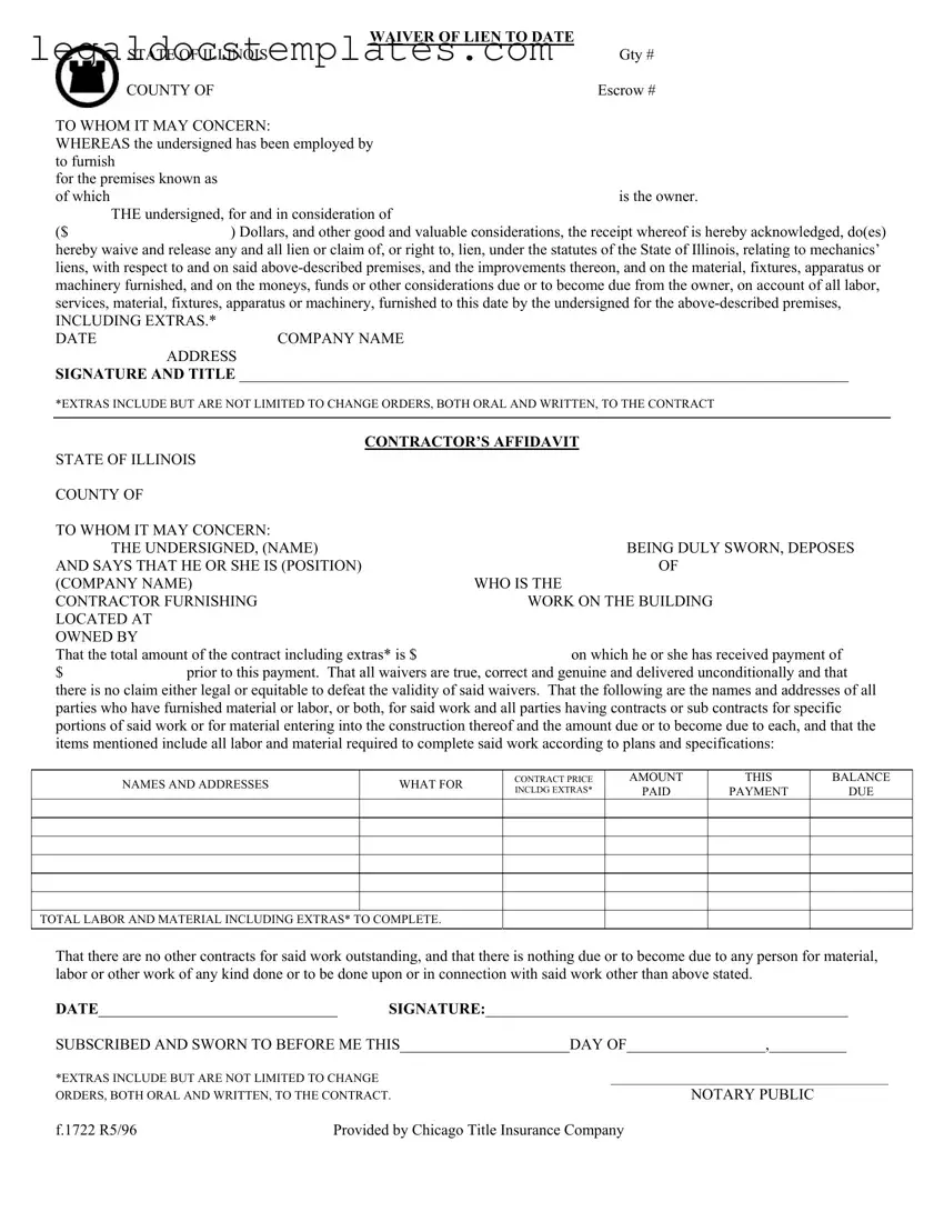 Fill Out Your Chicago Title Waiver Format Template