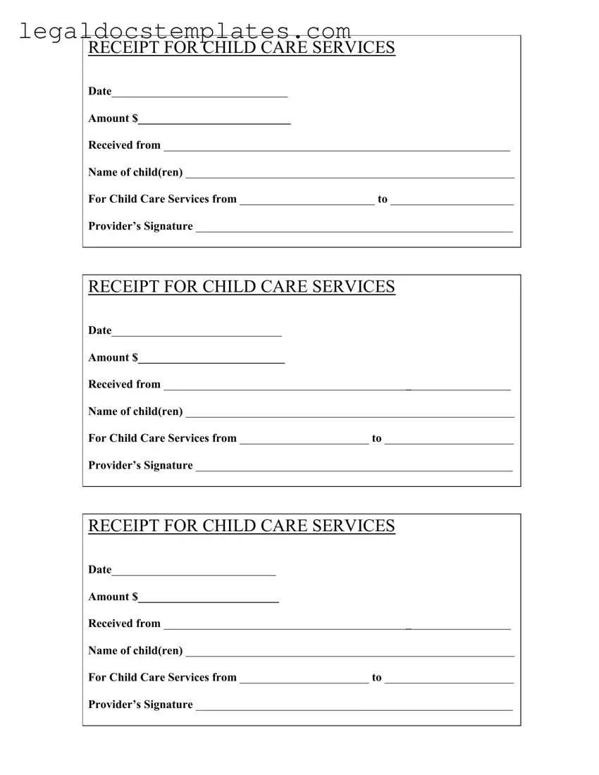 Fill Out Your Childcare Receipt Template