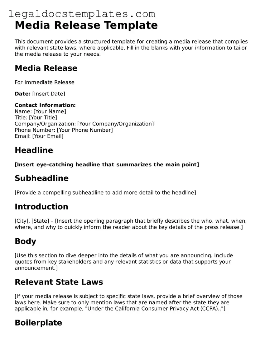 Printable Media Release Template