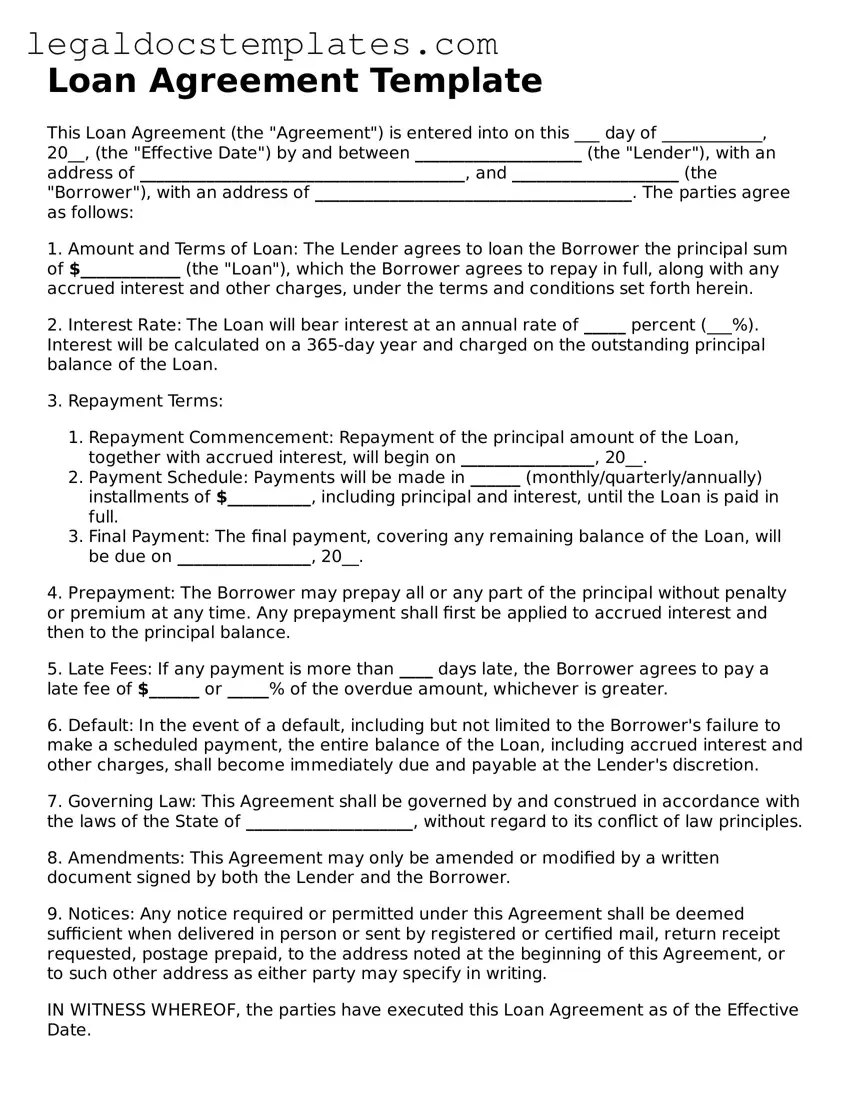 Printable Loan Agreement Template