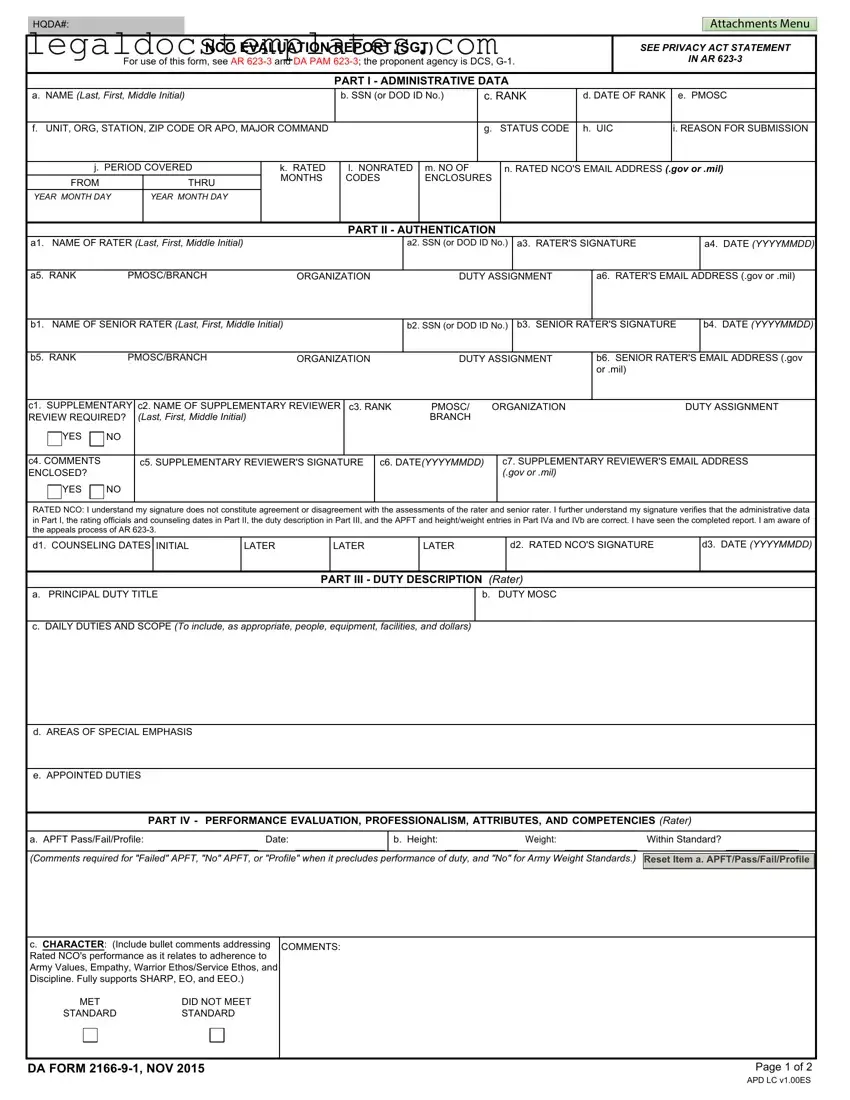 Fill Out Your Da 2166 9 1 Template