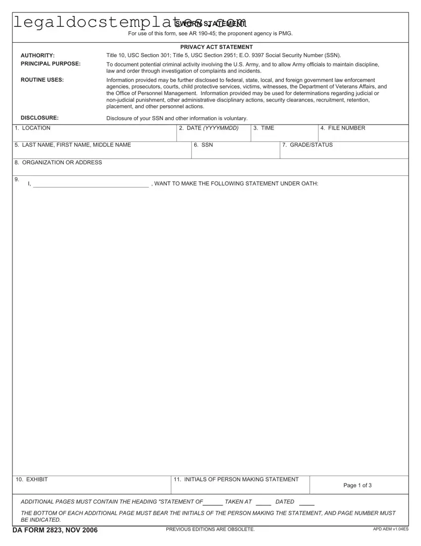 Fill Out Your Da 2823 Template
