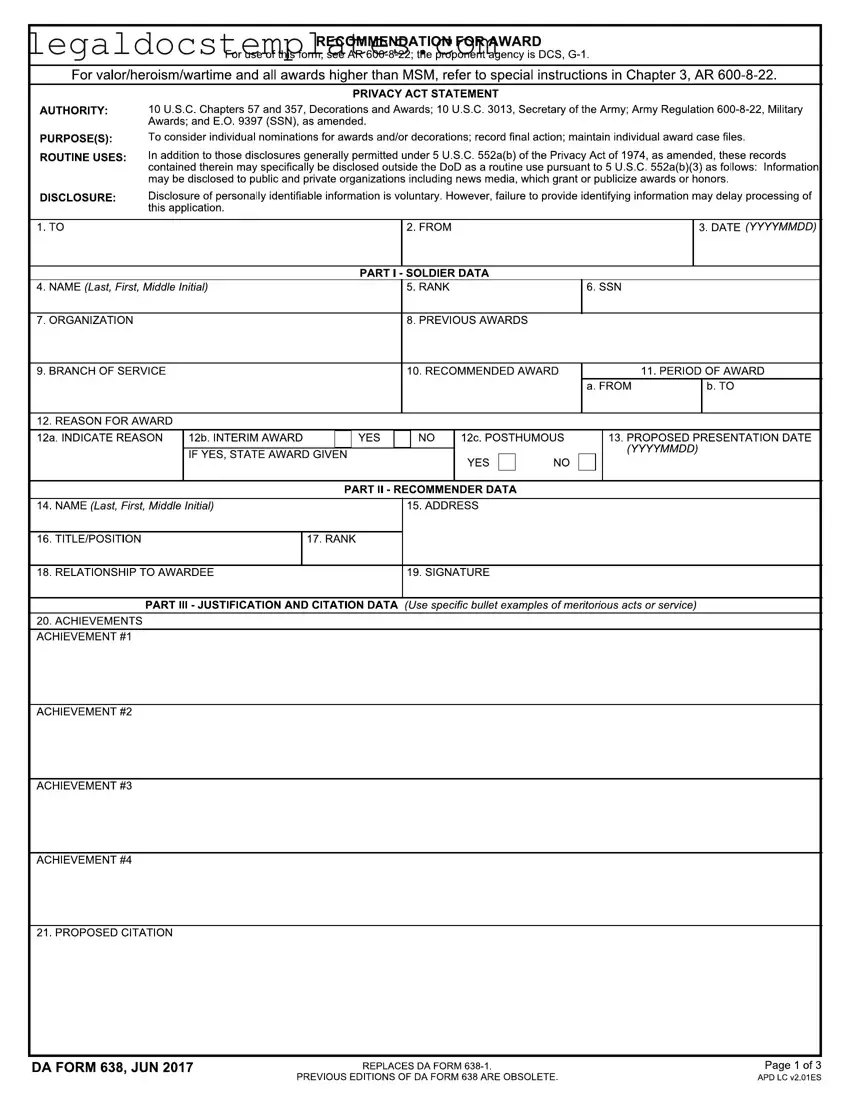 Fill Out Your Da 638 Template
