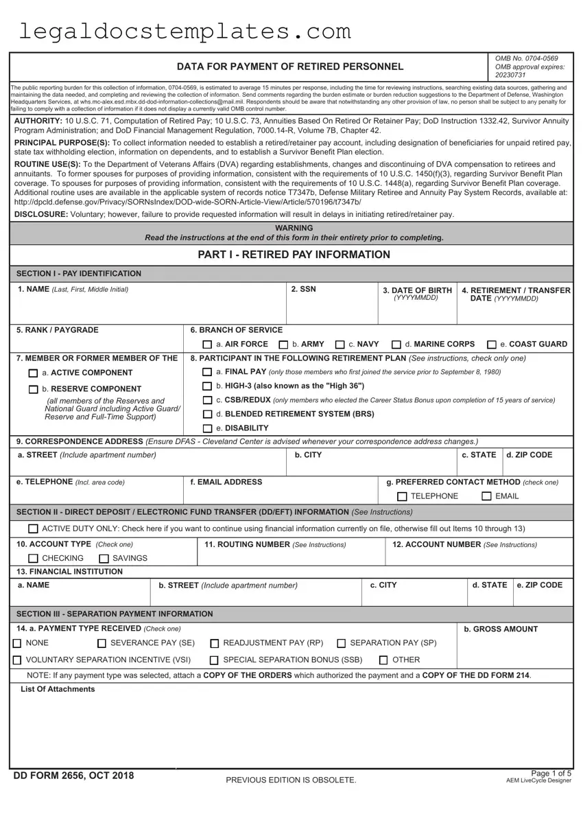 Fill Out Your DD 2656 Template