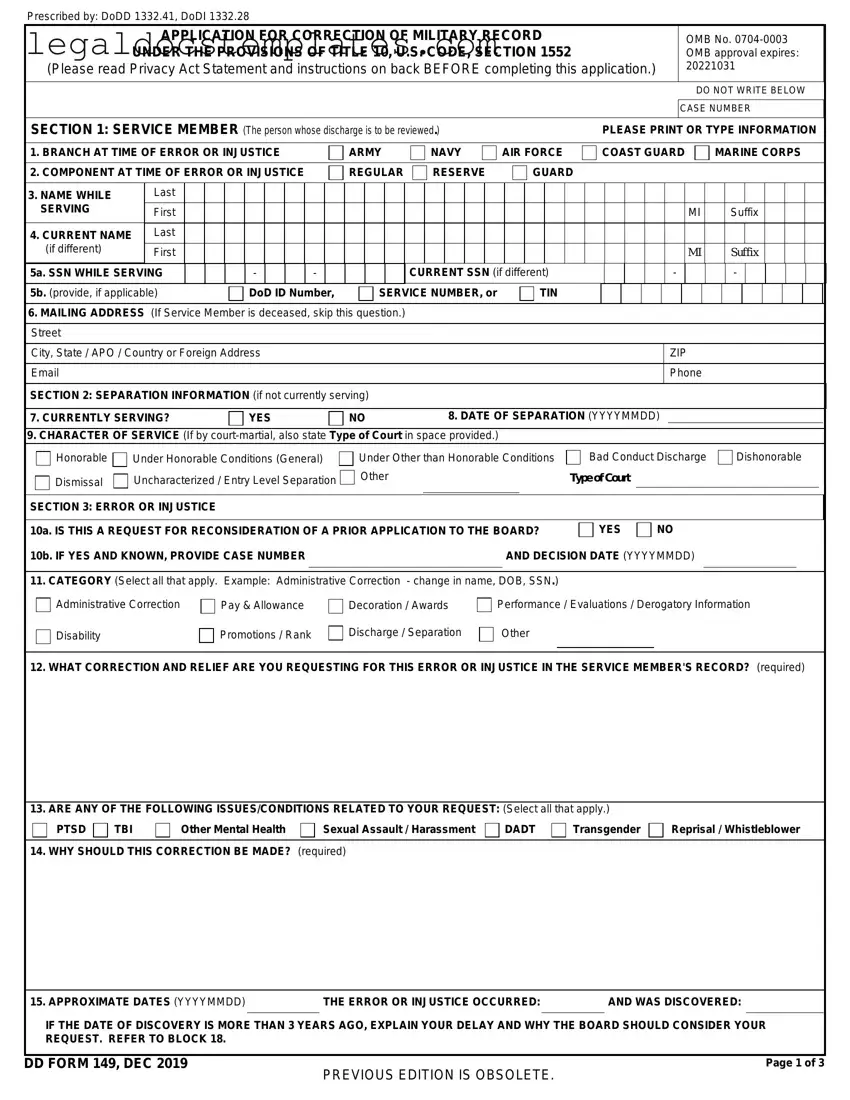 Fill Out Your DD 149 Template