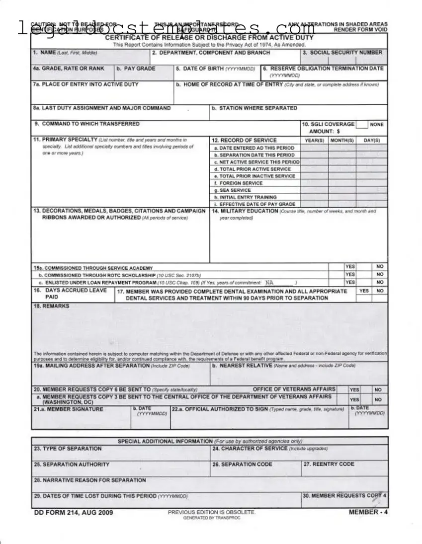 Fill Out Your Dd 214 Template