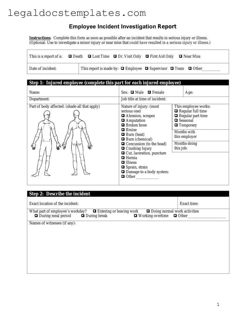 Fill Out Your Employee Accident Report Template