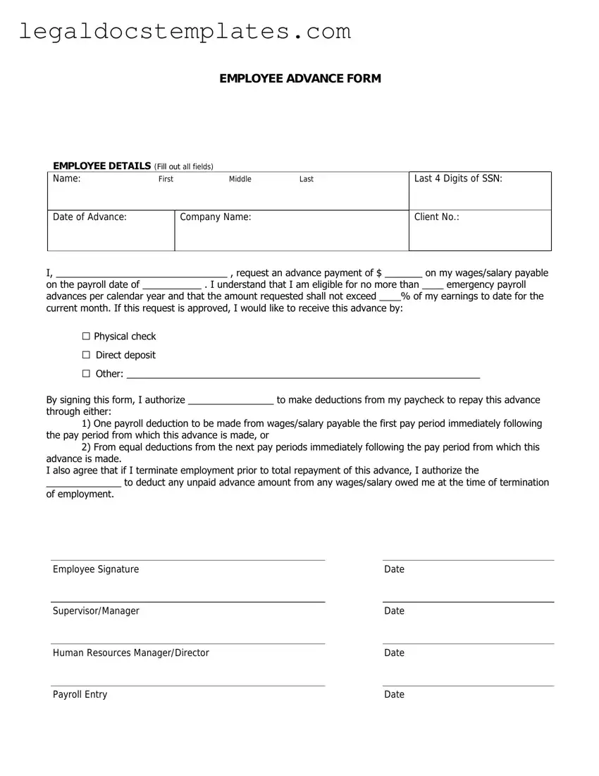 Fill Out Your Employee Advance Template