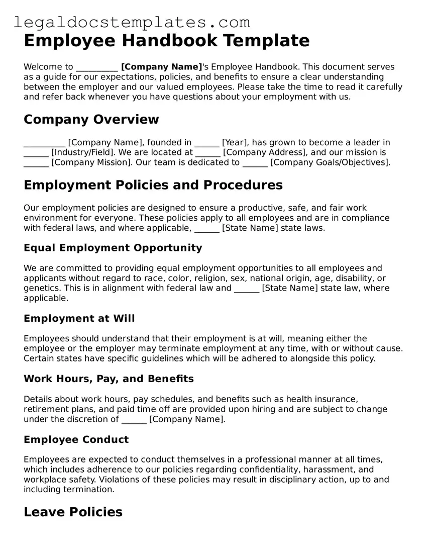 Printable Employee Handbook Template