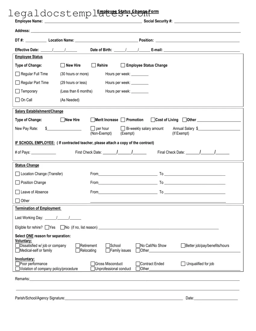 Fill Out Your Employee Status Change Template