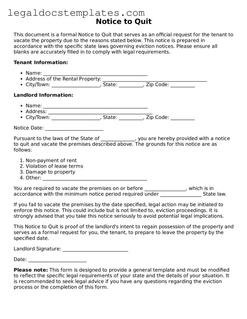 Printable Notice to Quit Template