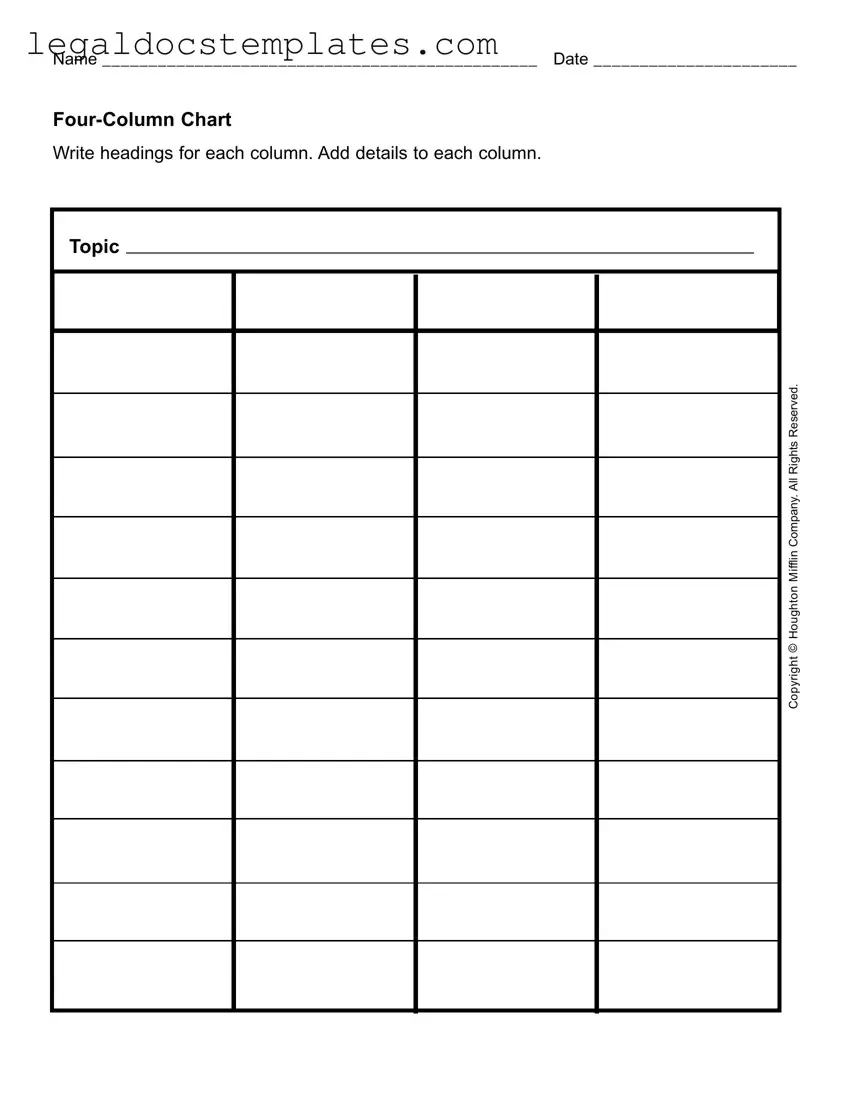 Fill Out Your Four Column Chart Template
