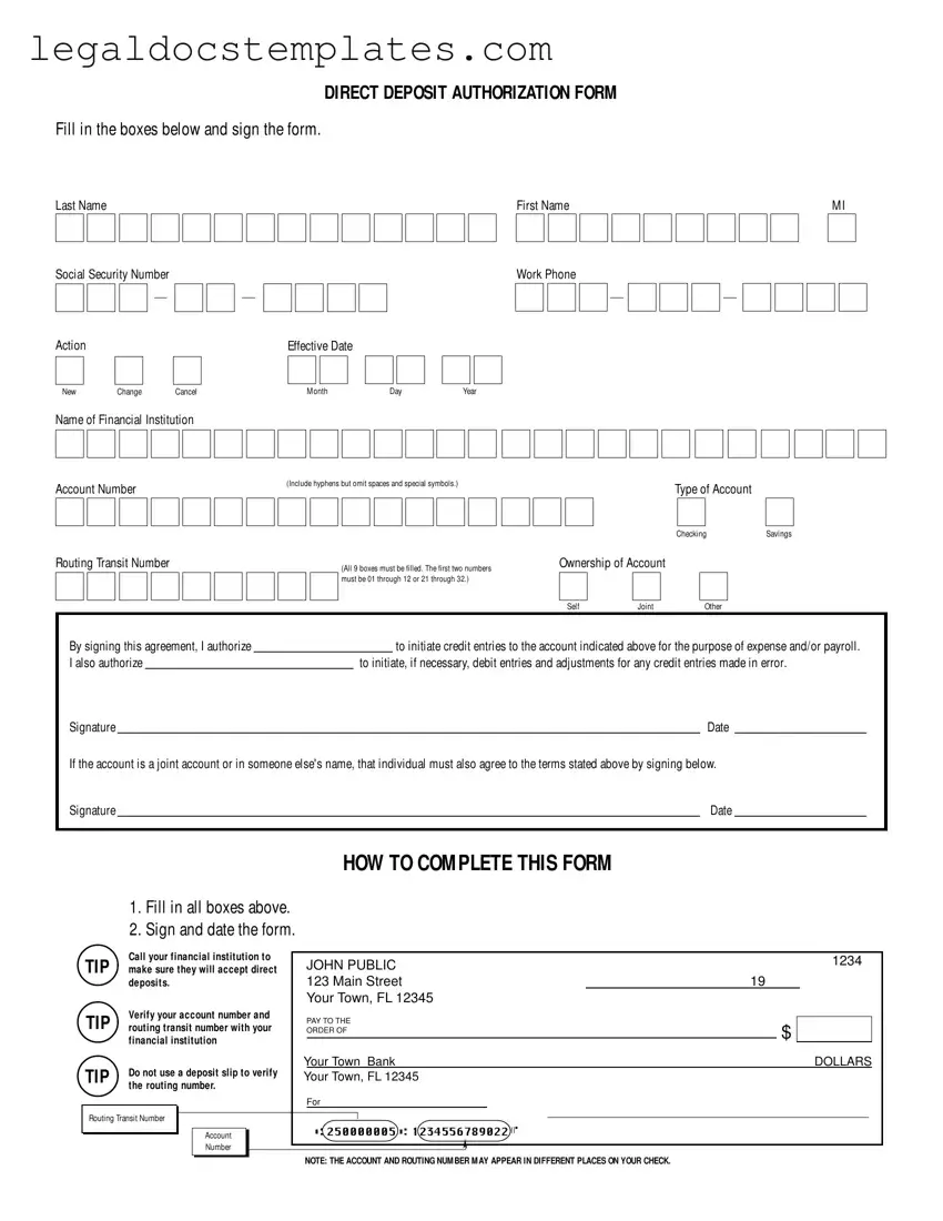Fill Out Your Generic Direct Deposit Template