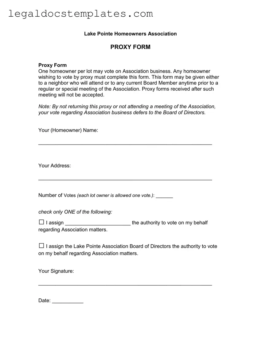 Fill Out Your Homeowners Association Proxy Template