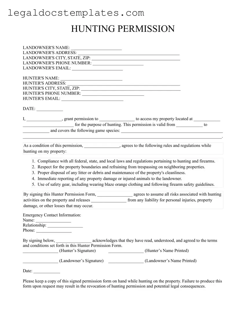 Fill Out Your Hunter Permission Template