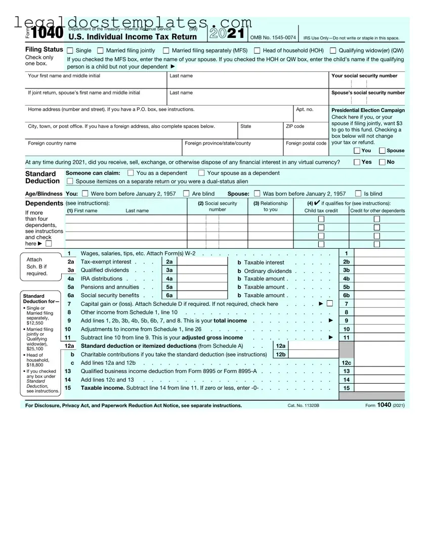 Fill Out Your IRS 1040 Template