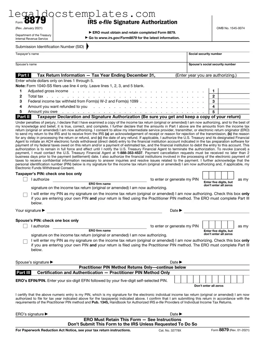 Fill Out Your IRS 8879 Template
