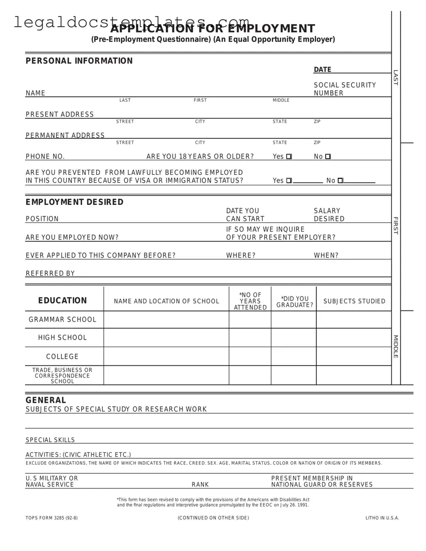 Fill Out Your Employment Application Pdf Template