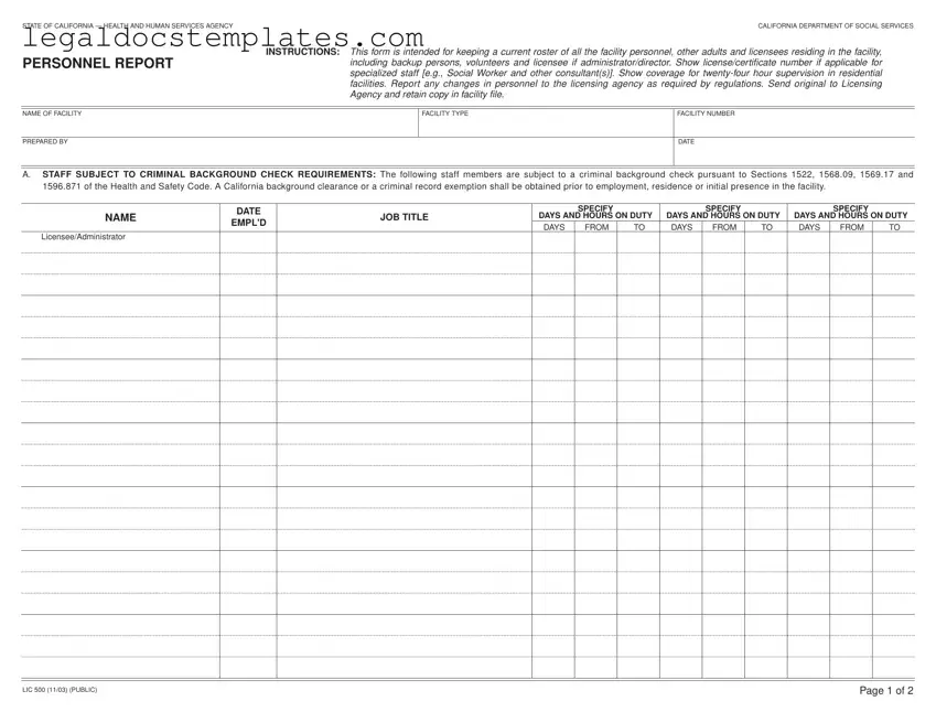 Fill Out Your Lic 500 Template