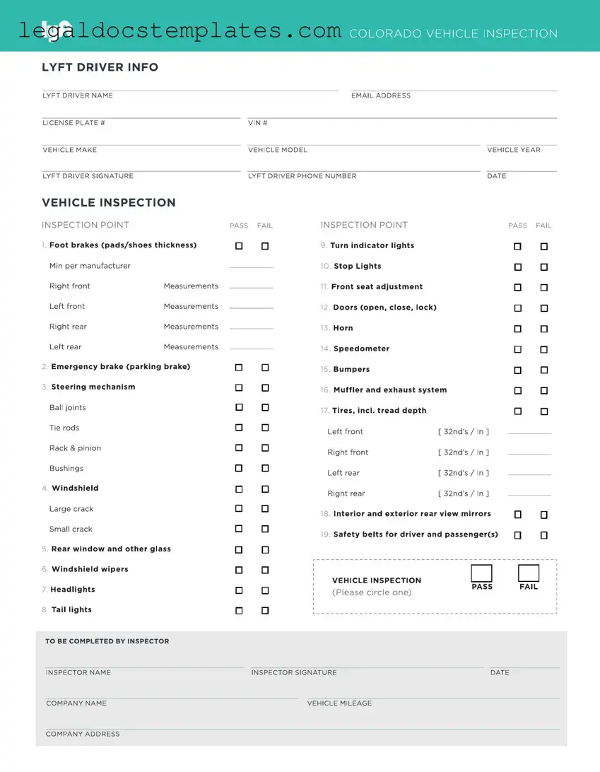 Fill Out Your Lyft Inspection Template