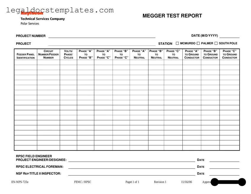 Fill Out Your Megger Test Template