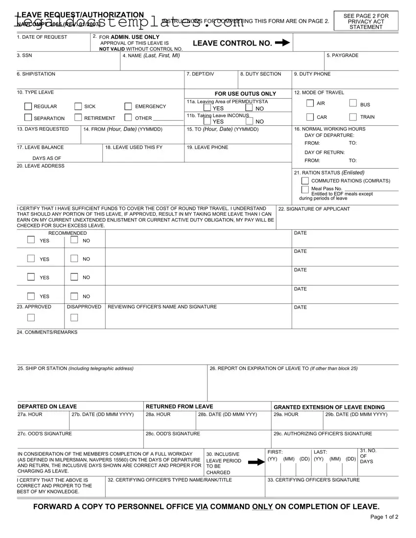 Fill Out Your Navcompt 3065 Template