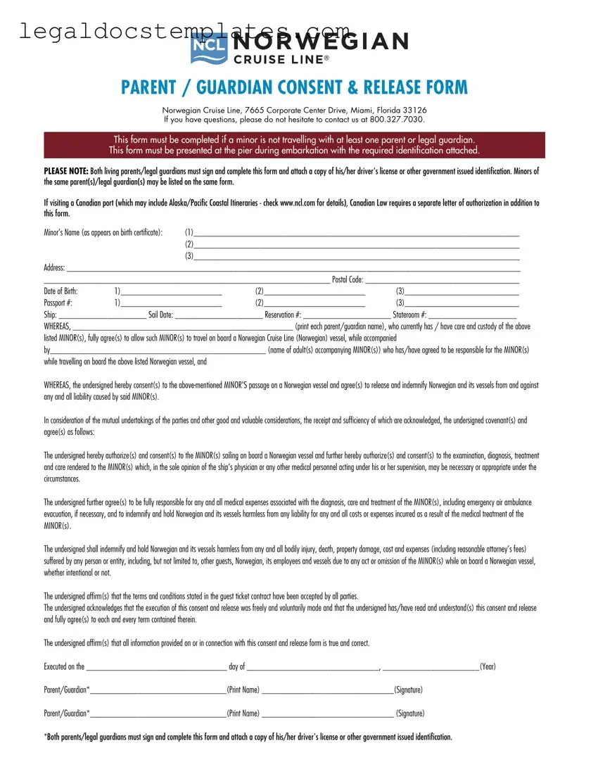 Fill Out Your NCL Parental Consent Template