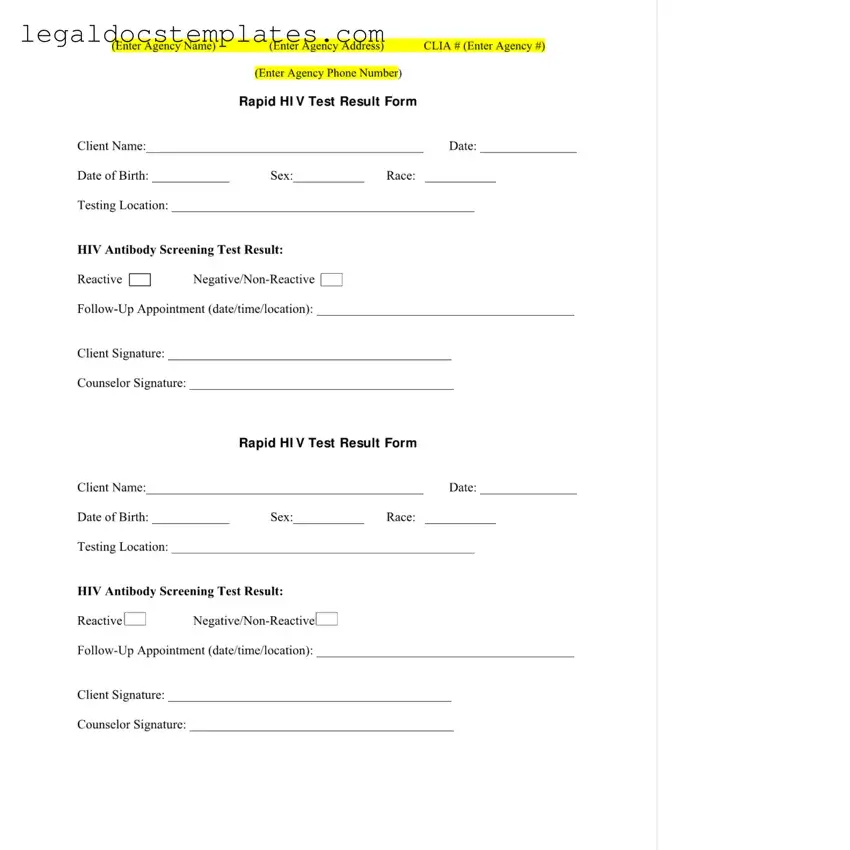 Fill Out Your Negative Hiv Test Template