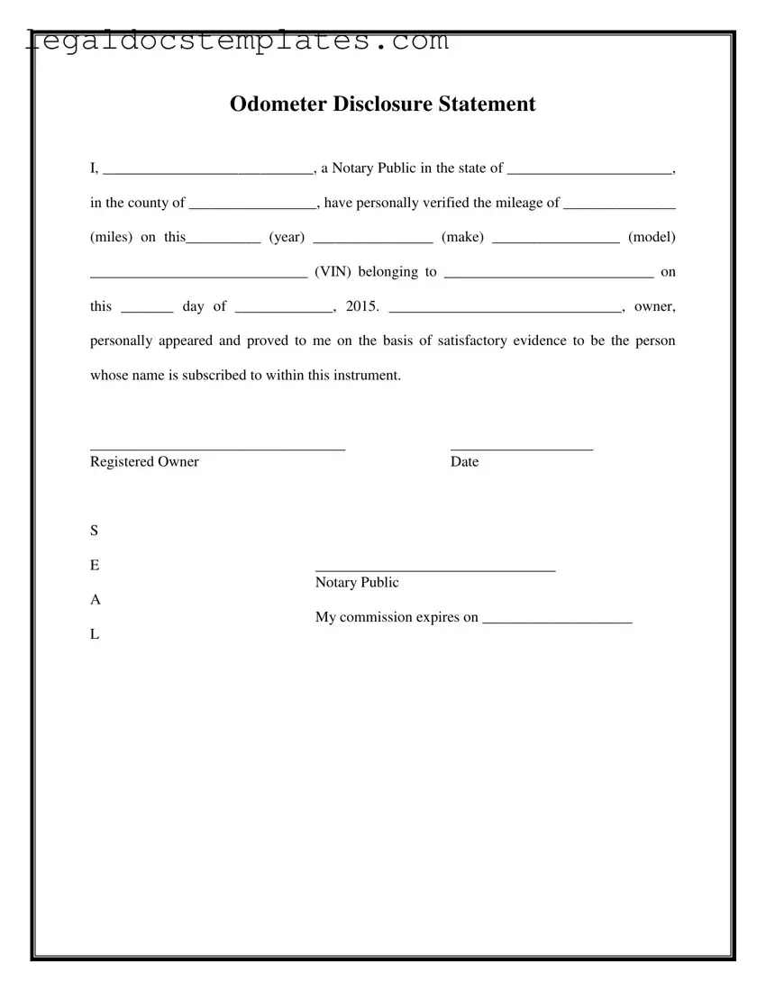 Fill Out Your Notarized Odometer Statement Template