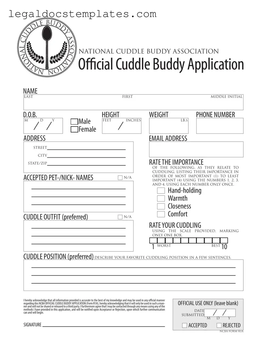 Fill Out Your Cuddle Buddy Application Template