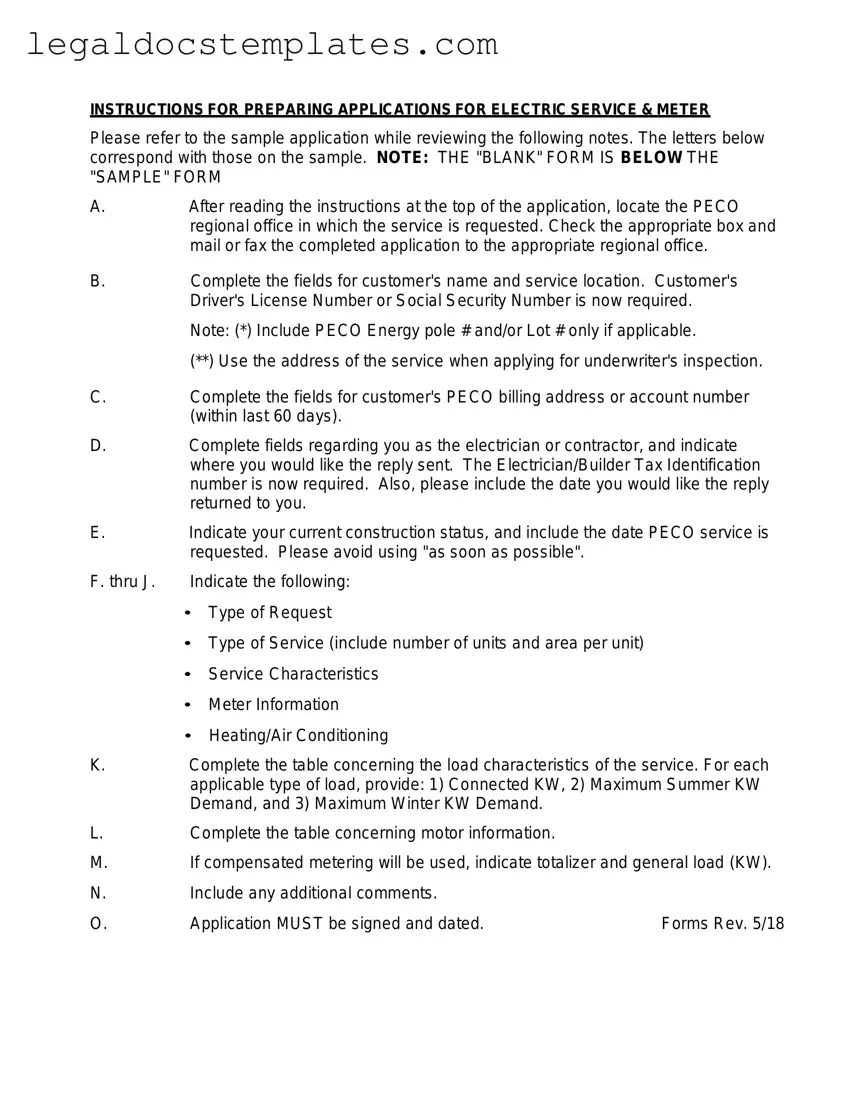 Fill Out Your Peco Service And Meter Application Template