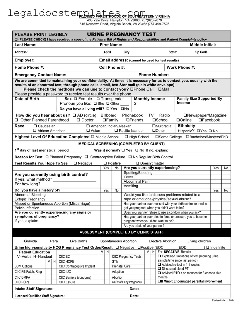 Fill Out Your Planned Parenthood Proof Template