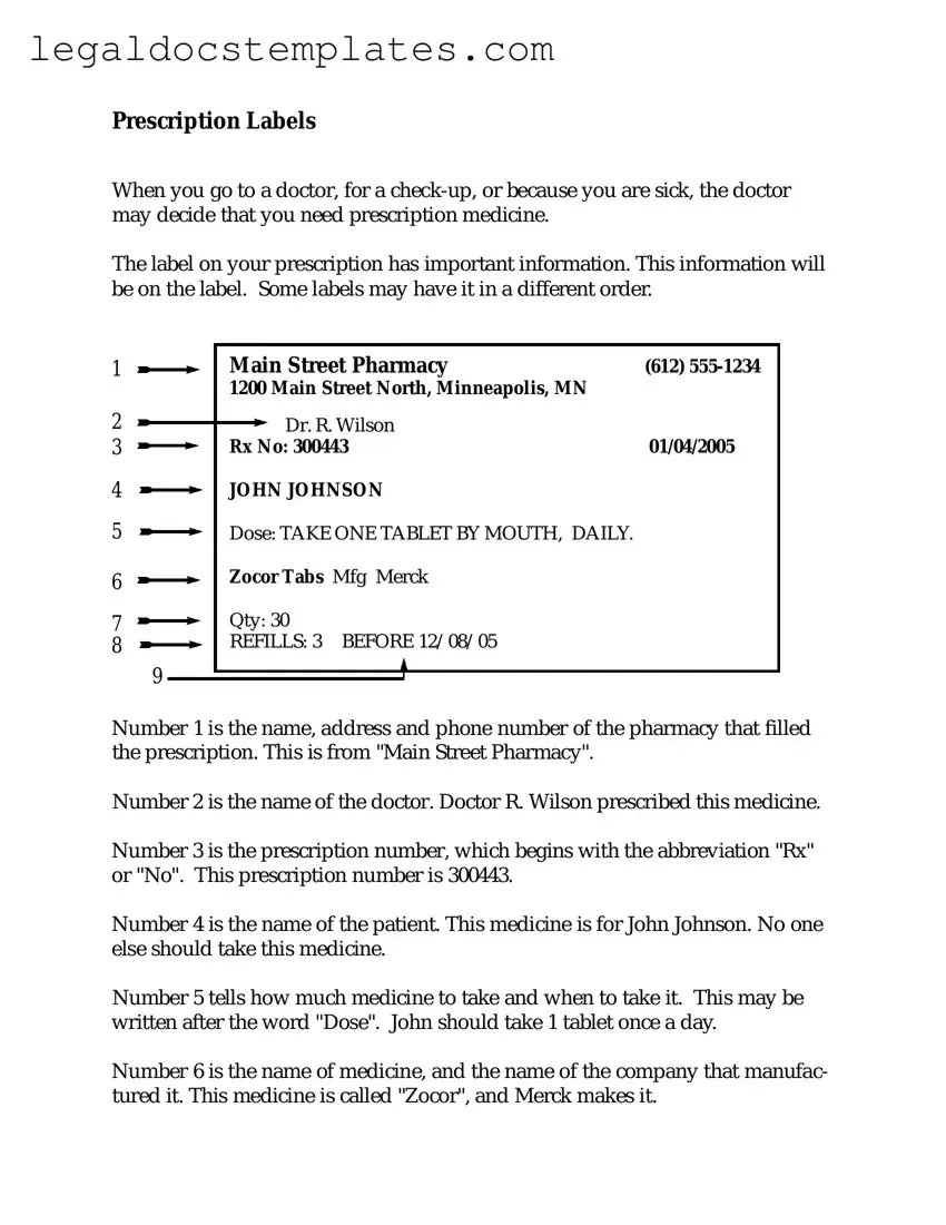 Fill Out Your Prescription Label Template