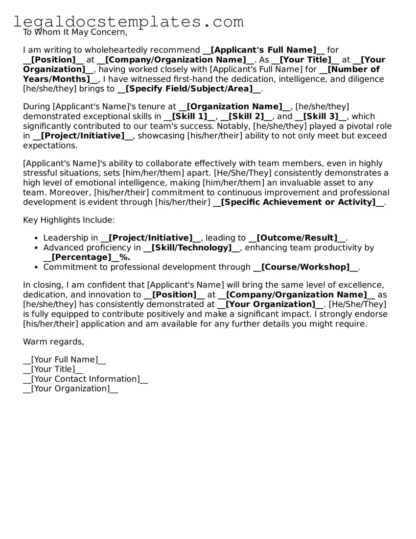 Printable Recommendation Letter Template