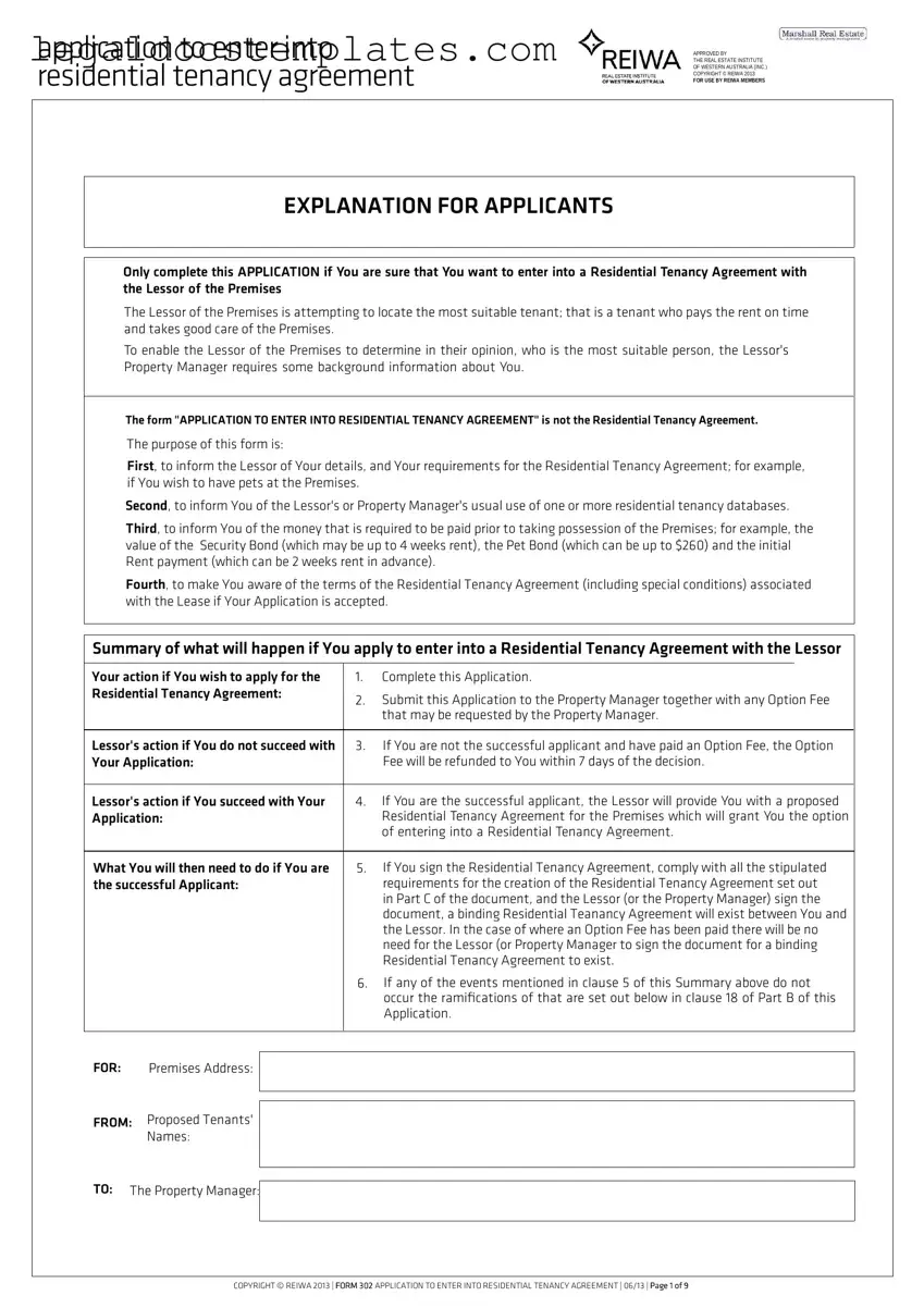 Fill Out Your Reiwa Tenancy Application Template