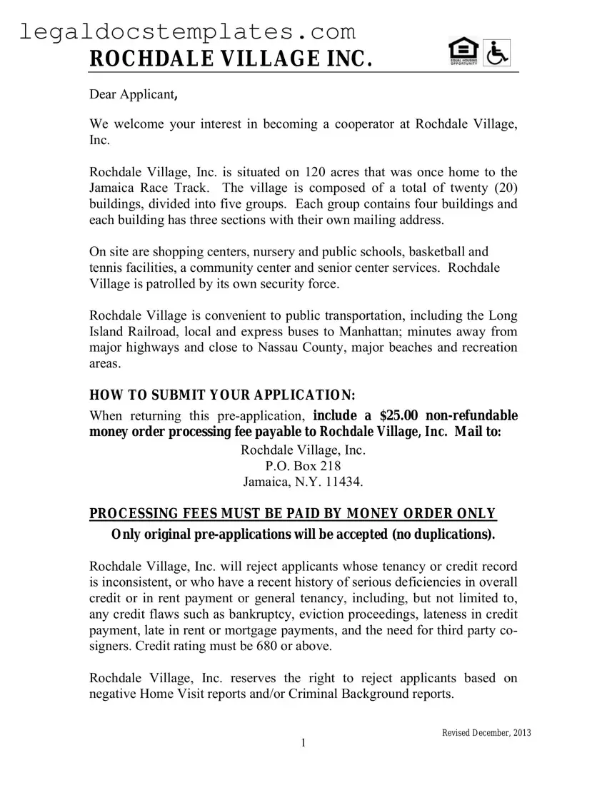 Fill Out Your Rochdale village application Template