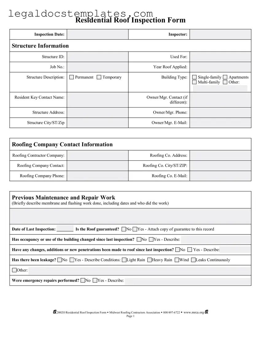 Fill Out Your Roof Inspection Template