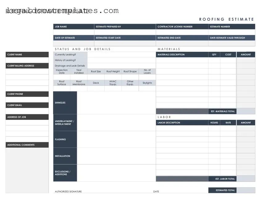 Fill Out Your Roofing Estimate Template