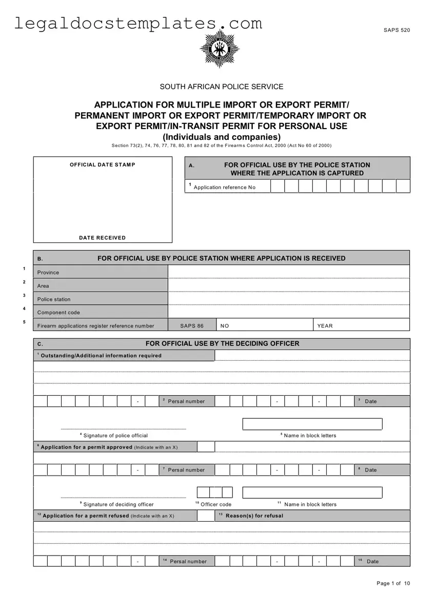 Fill Out Your Saps 520 Template