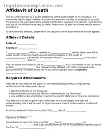 Printable Affidavit of Death Template