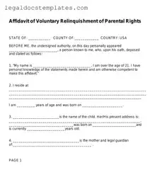 Fill Out Your Affidavit Parental Rights Template