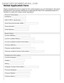 Printable Rental Application Template